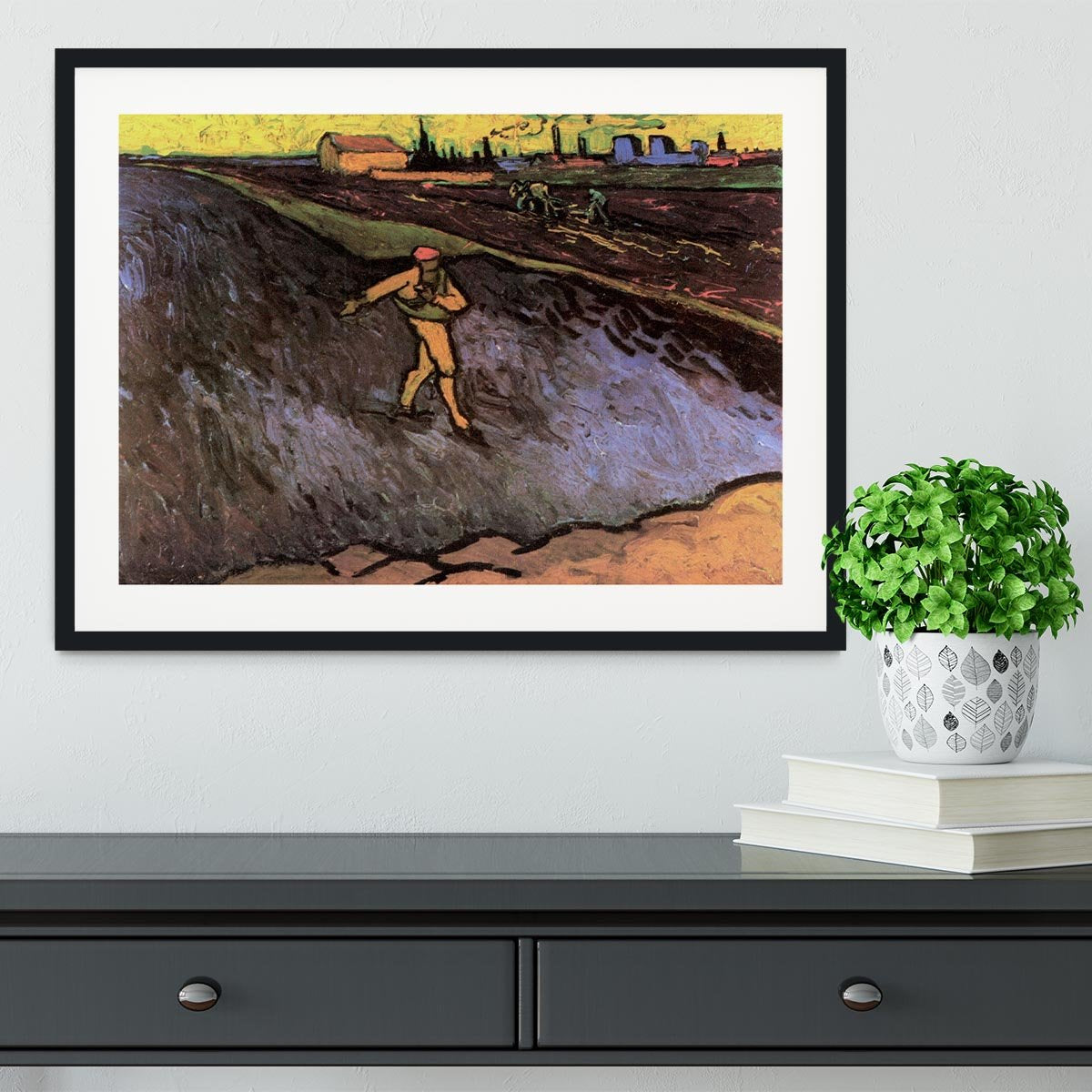 The Sower with the outskirts of Arles in the Background by Van Gogh Framed Print - Canvas Art Rocks - 1