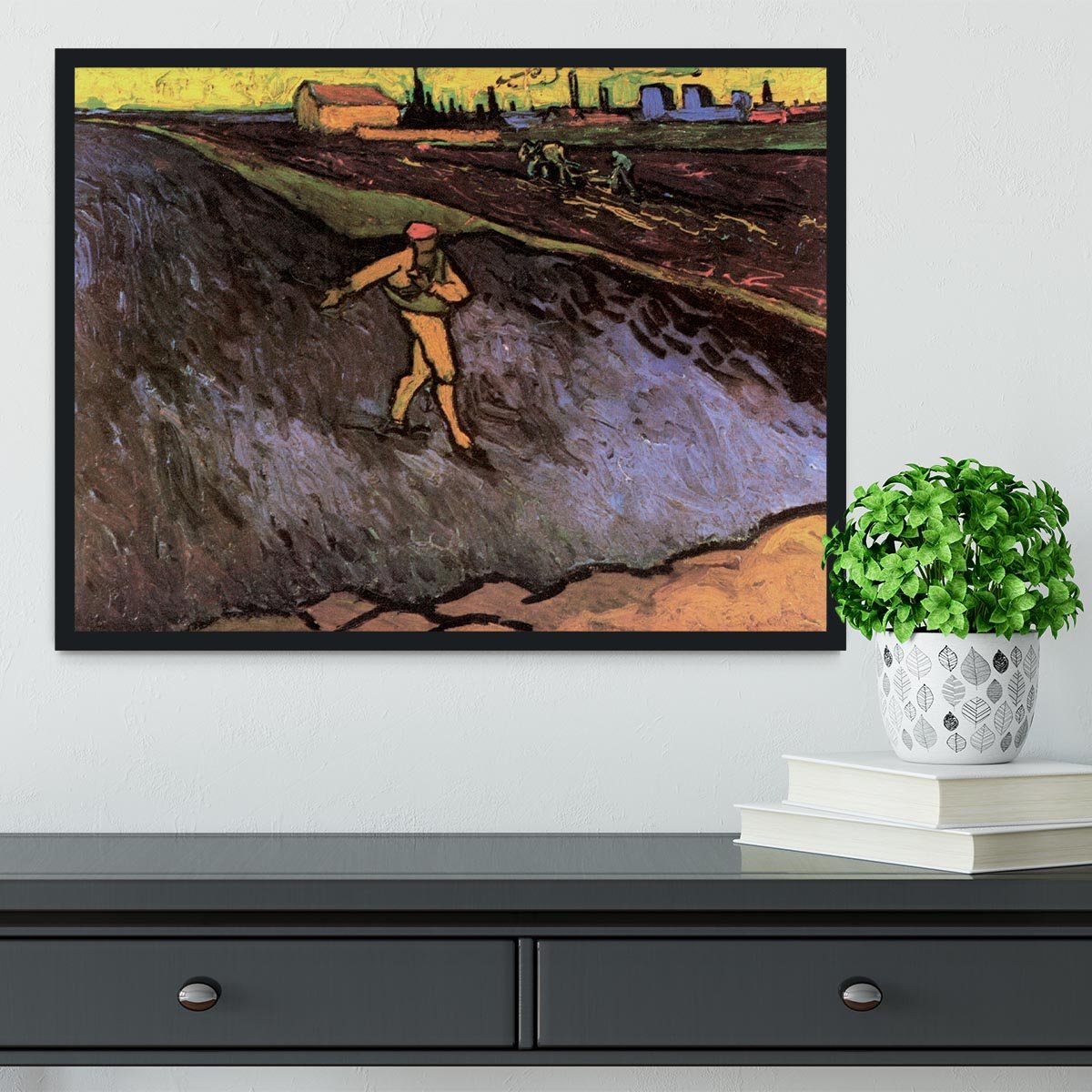 The Sower with the outskirts of Arles in the Background by Van Gogh Framed Print - Canvas Art Rocks - 2