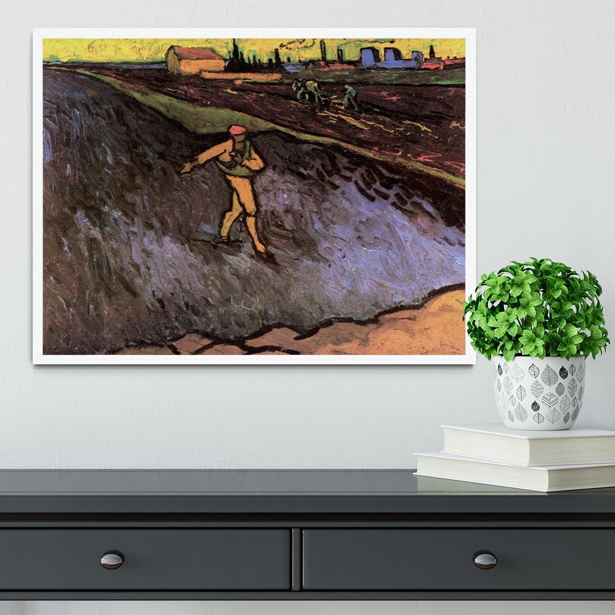 The Sower with the outskirts of Arles in the Background by Van Gogh Framed Print - Canvas Art Rocks -6