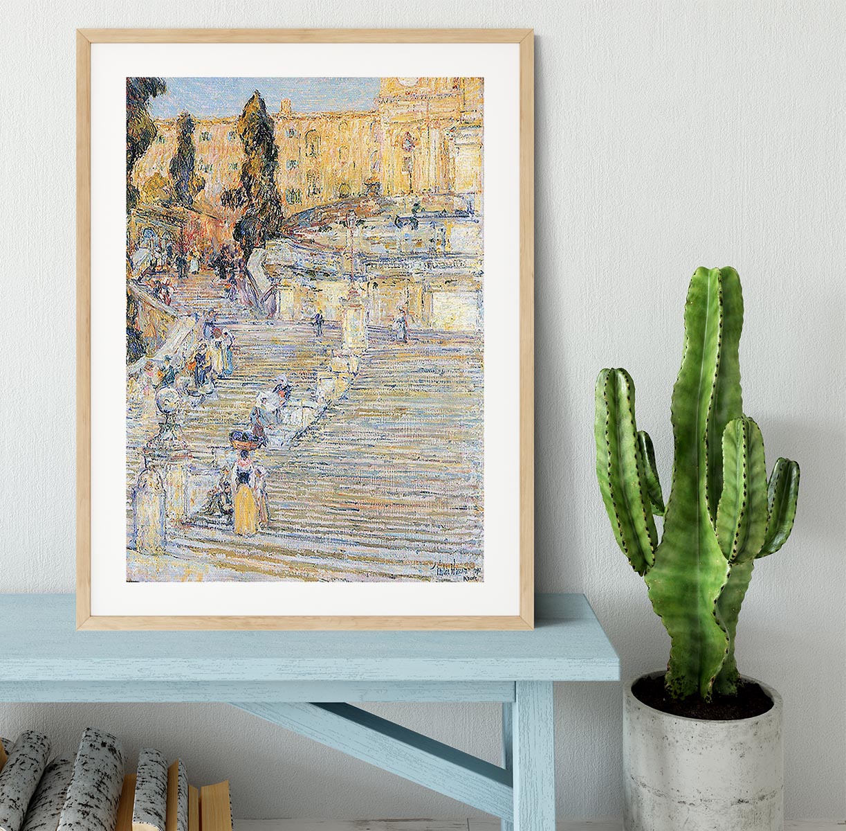 The Spanish steps by Hassam Framed Print - Canvas Art Rocks - 3