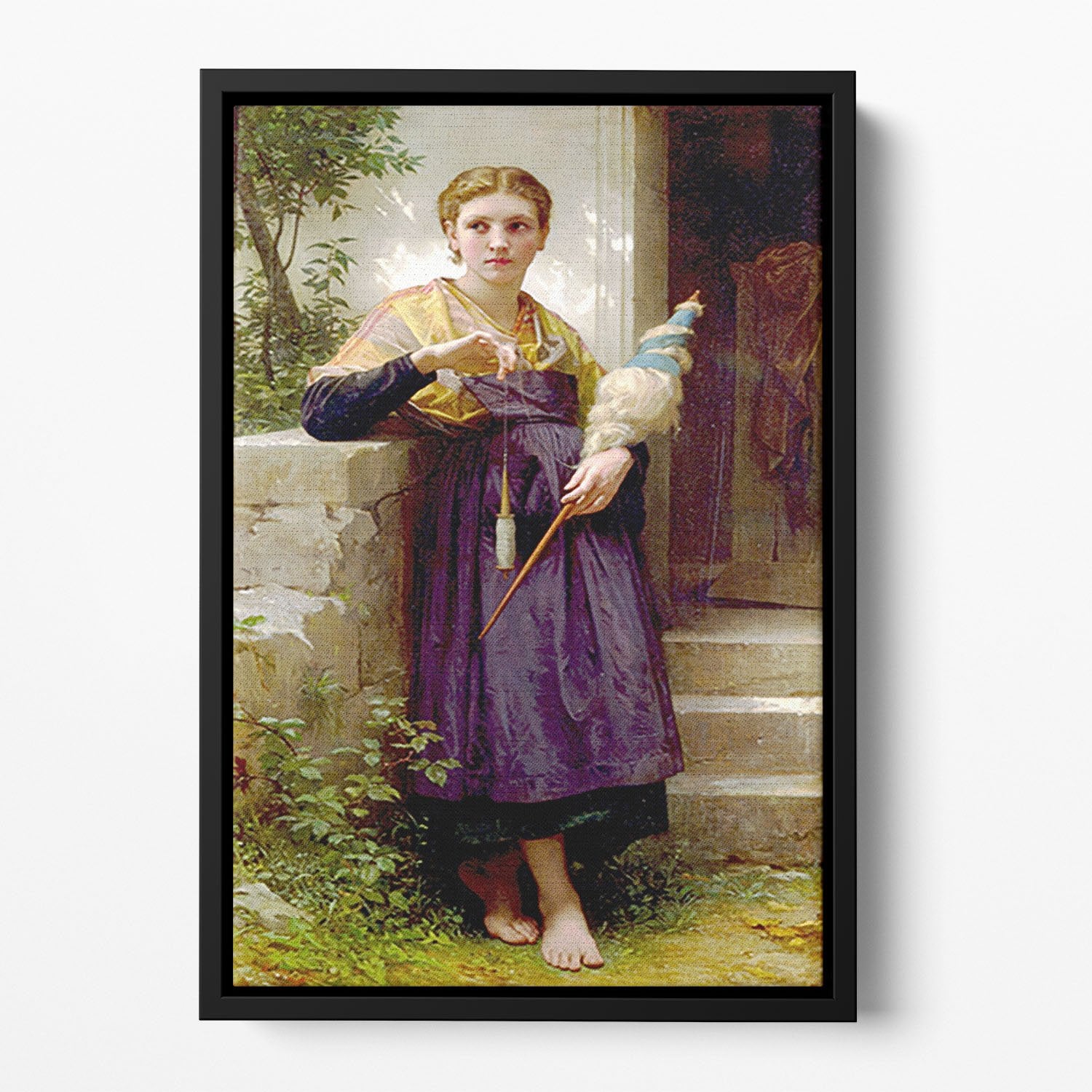 The Spinne By Bouguereau Floating Framed Canvas