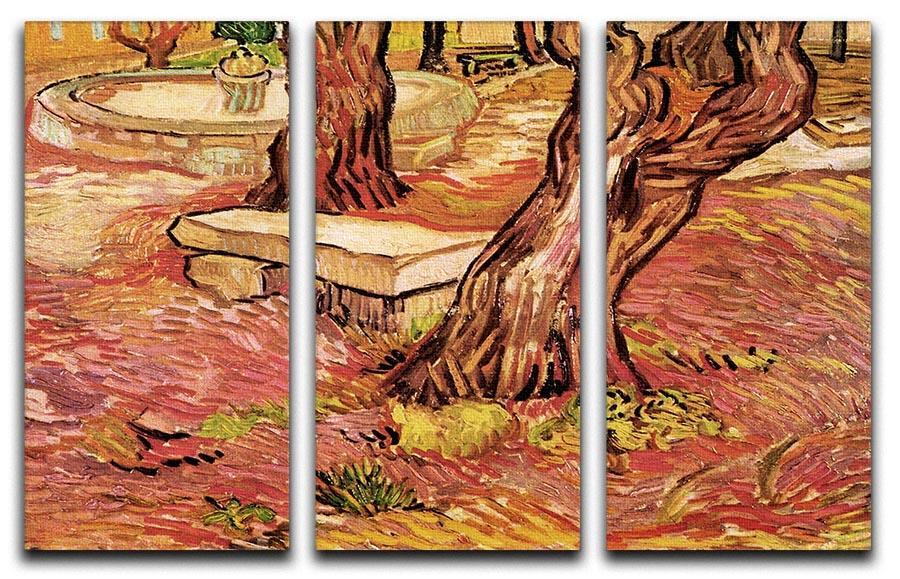 The Stone Bench in the Garden of Saint-Paul Hospital by Van Gogh 3 Split Panel Canvas Print - Canvas Art Rocks - 4