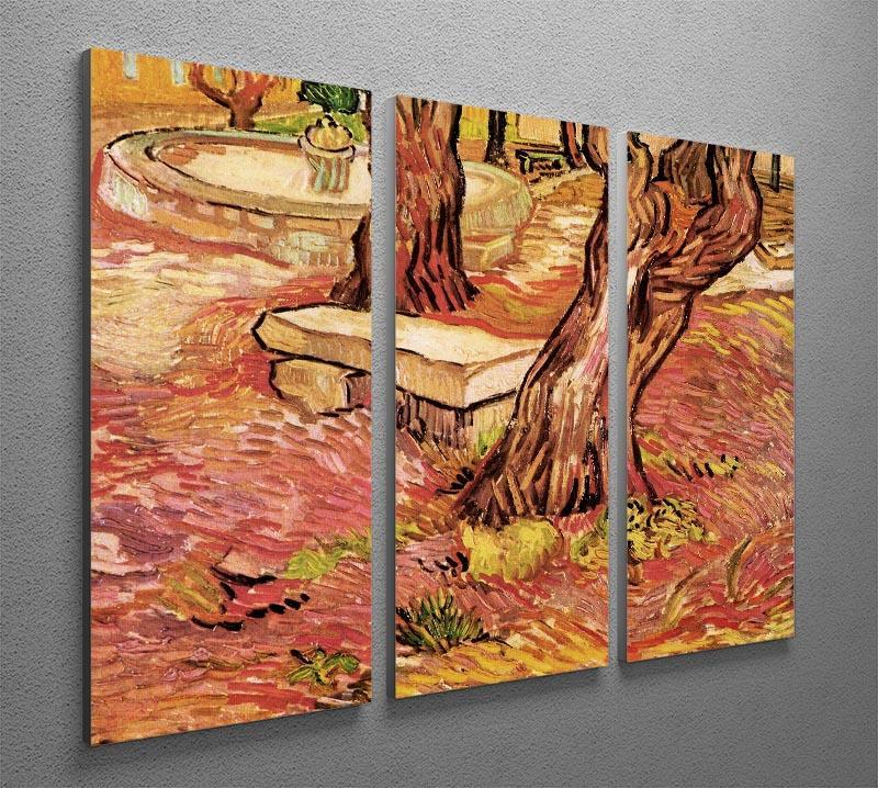 The Stone Bench in the Garden of Saint-Paul Hospital by Van Gogh 3 Split Panel Canvas Print - Canvas Art Rocks - 4