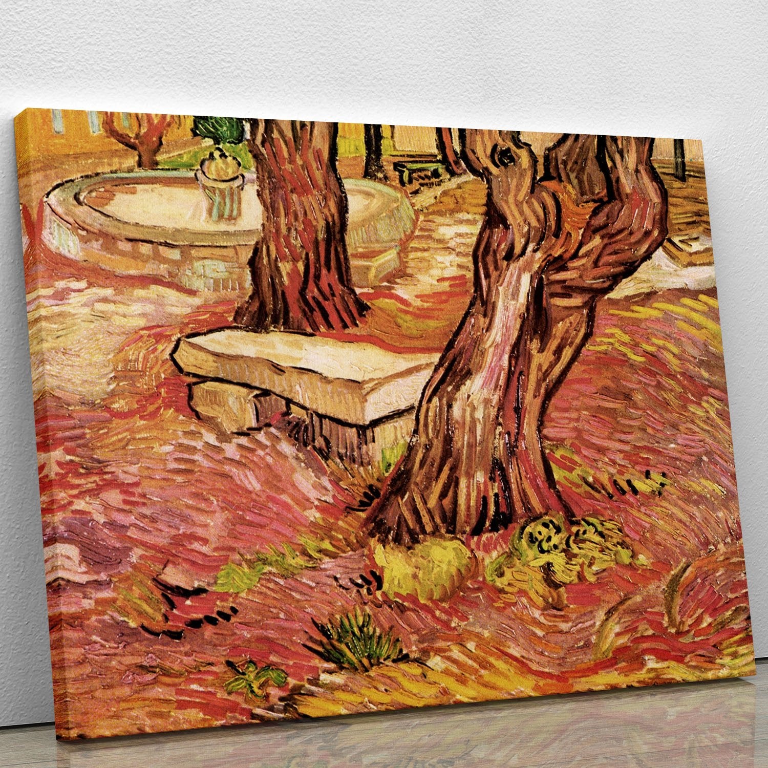 The Stone Bench in the Garden of Saint-Paul Hospital by Van Gogh Canvas Print or Poster