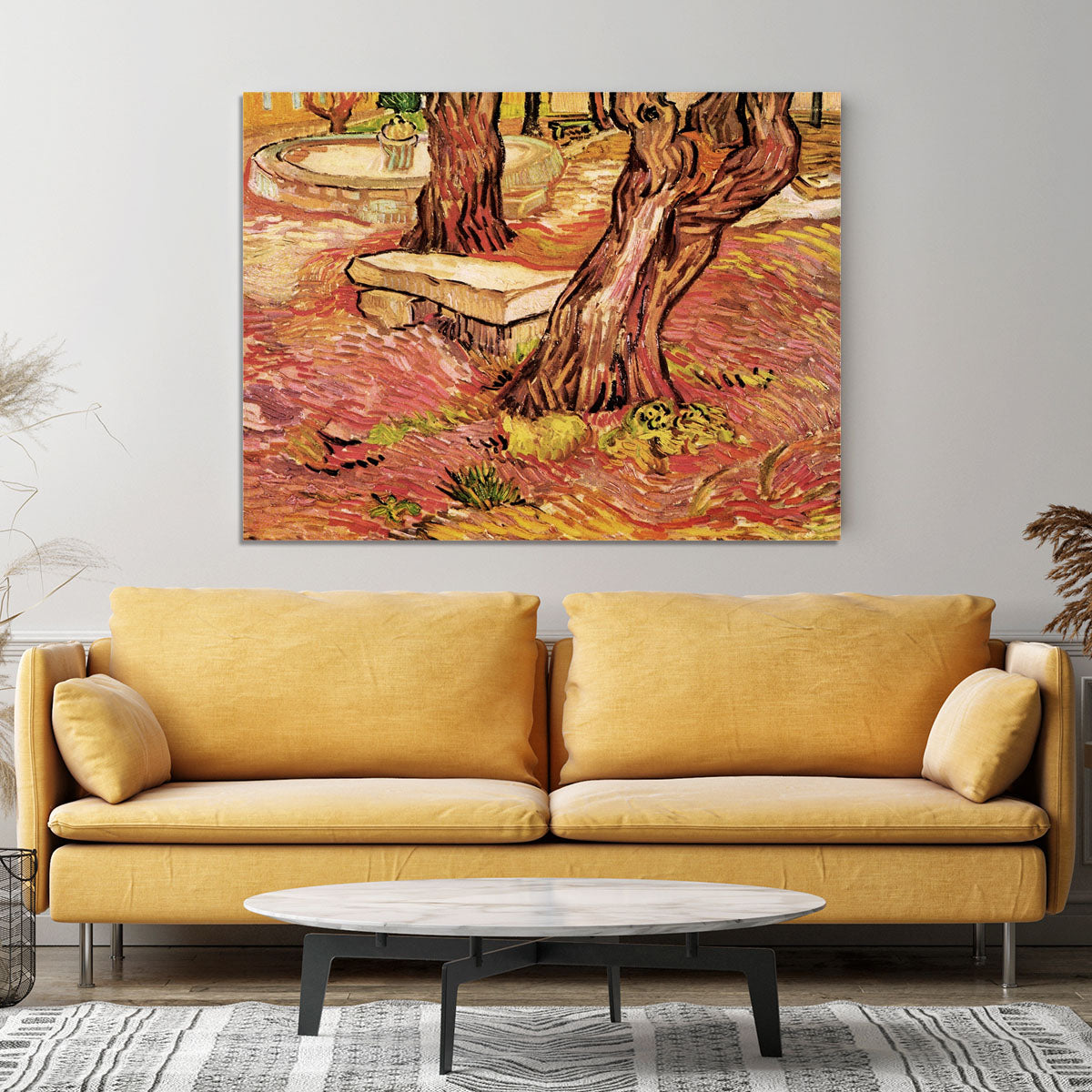 The Stone Bench in the Garden of Saint-Paul Hospital by Van Gogh Canvas Print or Poster - Canvas Art Rocks - 4