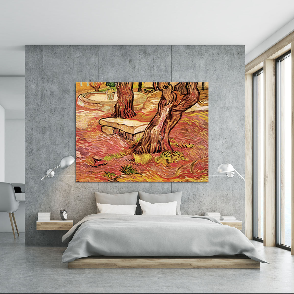 The Stone Bench in the Garden of Saint-Paul Hospital by Van Gogh Canvas Print or Poster - Canvas Art Rocks - 5