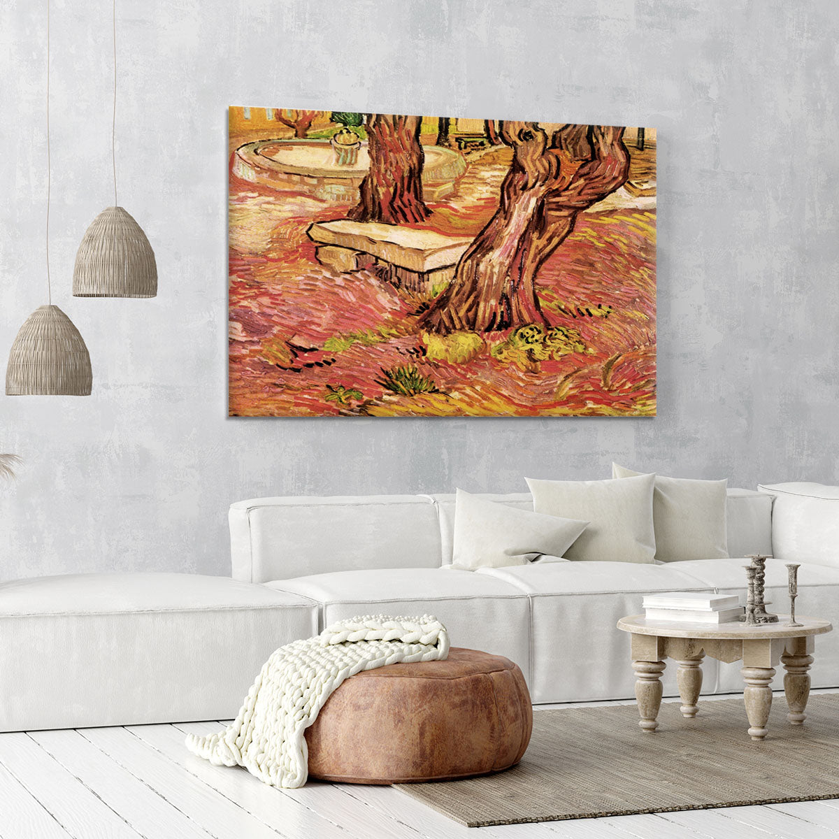 The Stone Bench in the Garden of Saint-Paul Hospital by Van Gogh Canvas Print or Poster - Canvas Art Rocks - 6