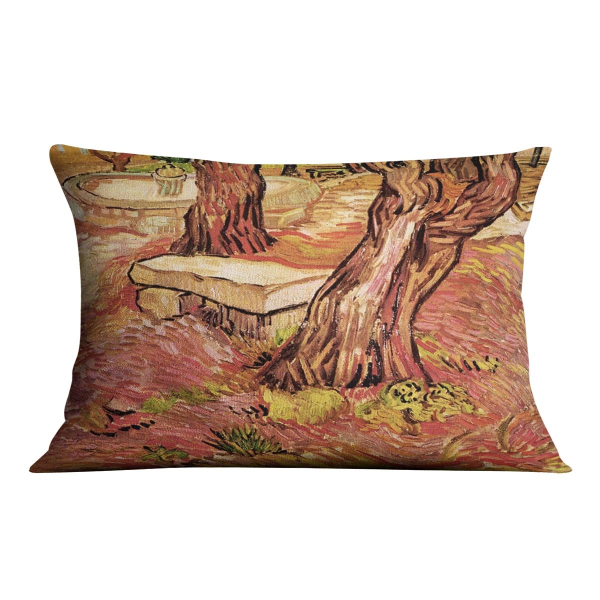 The Stone Bench in the Garden of Saint-Paul Hospital by Van Gogh Throw Pillow