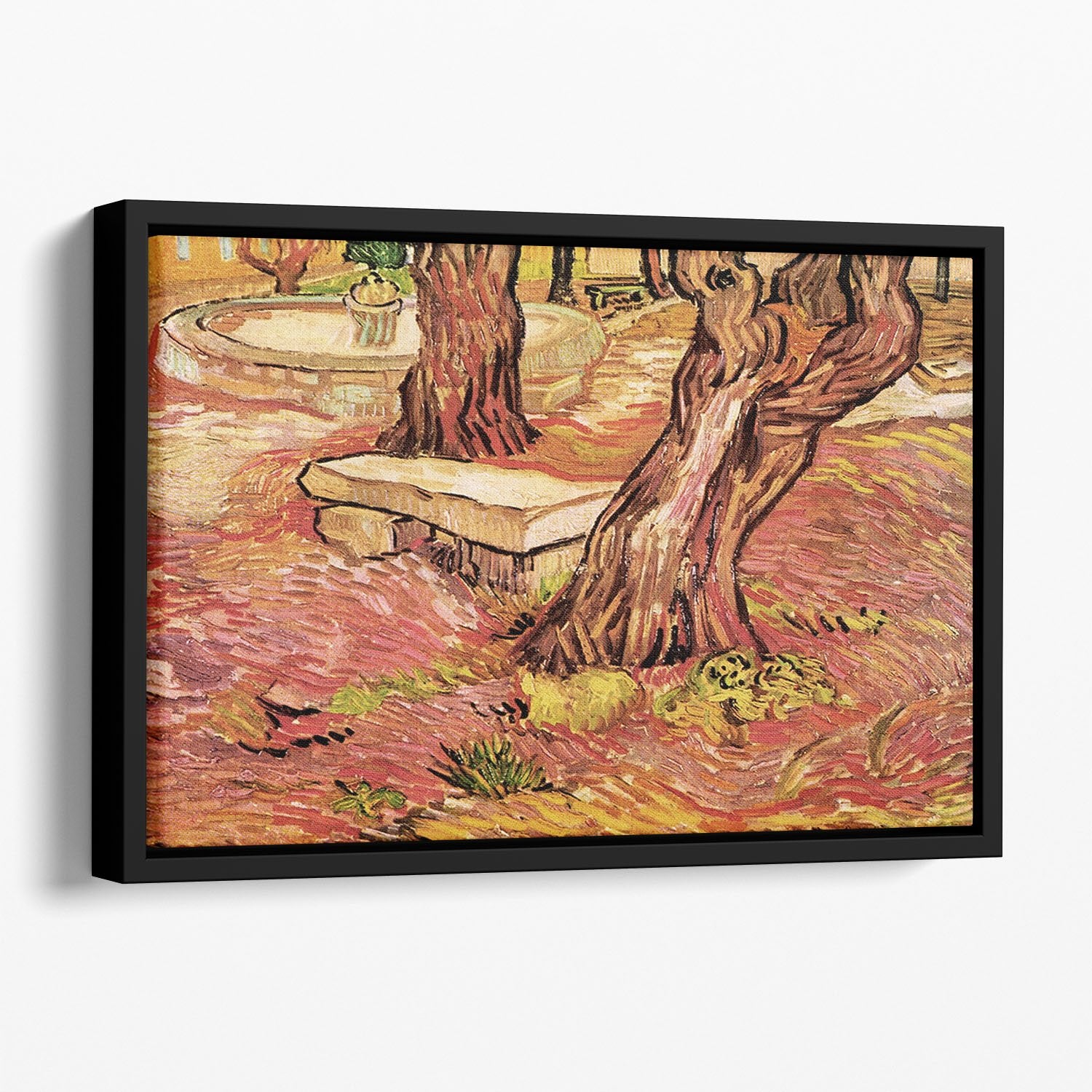 The Stone Bench in the Garden of Saint-Paul Hospital by Van Gogh Floating Framed Canvas