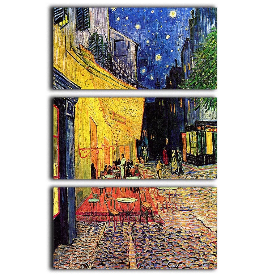 The Terrace Cafe by Van Gogh 3 Split Panel Canvas Print - Canvas Art Rocks - 1
