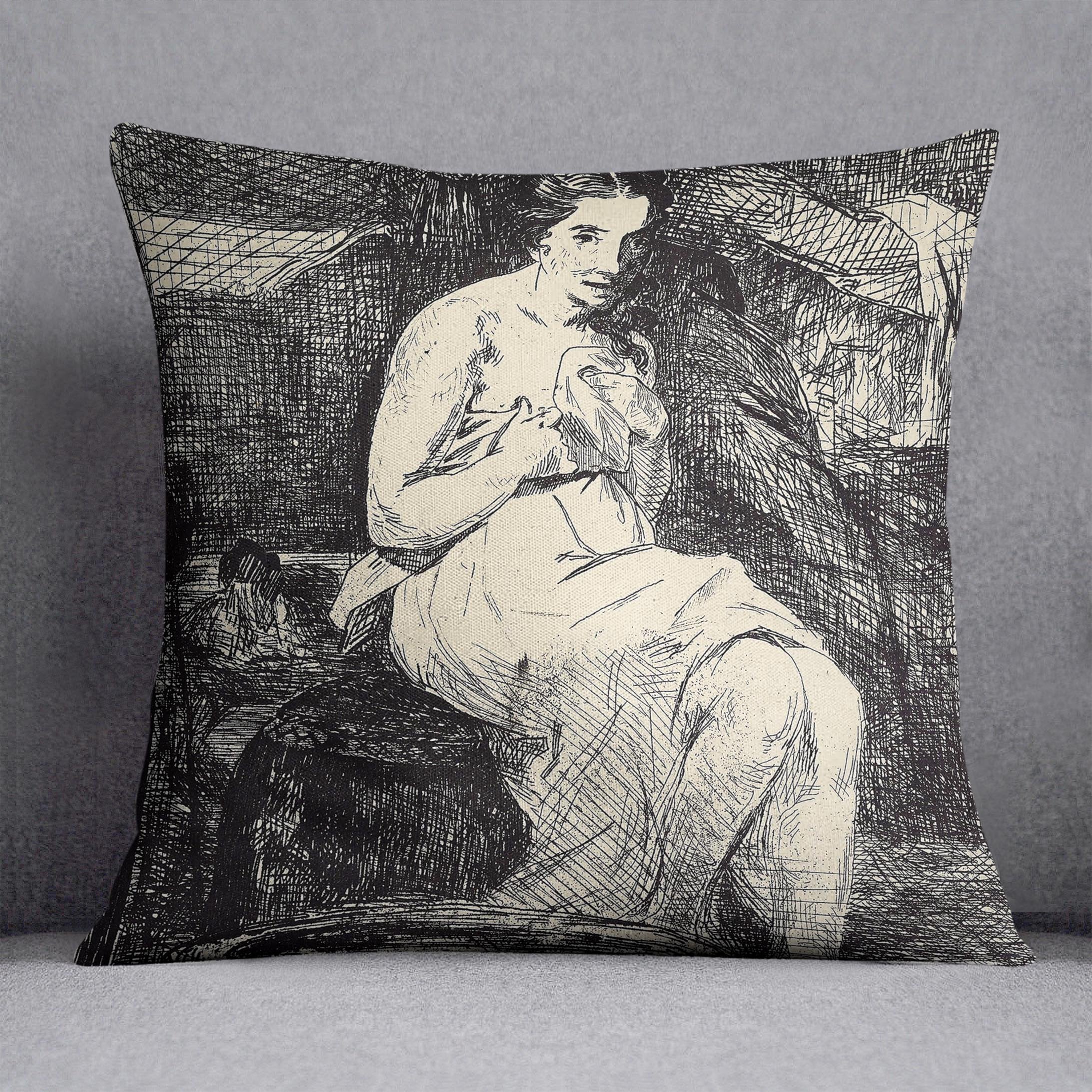 The Toillette by Manet Throw Pillow