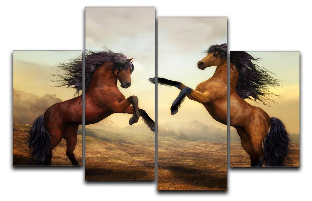 The Two Horses 4 Split Panel Canvas  - Canvas Art Rocks - 1