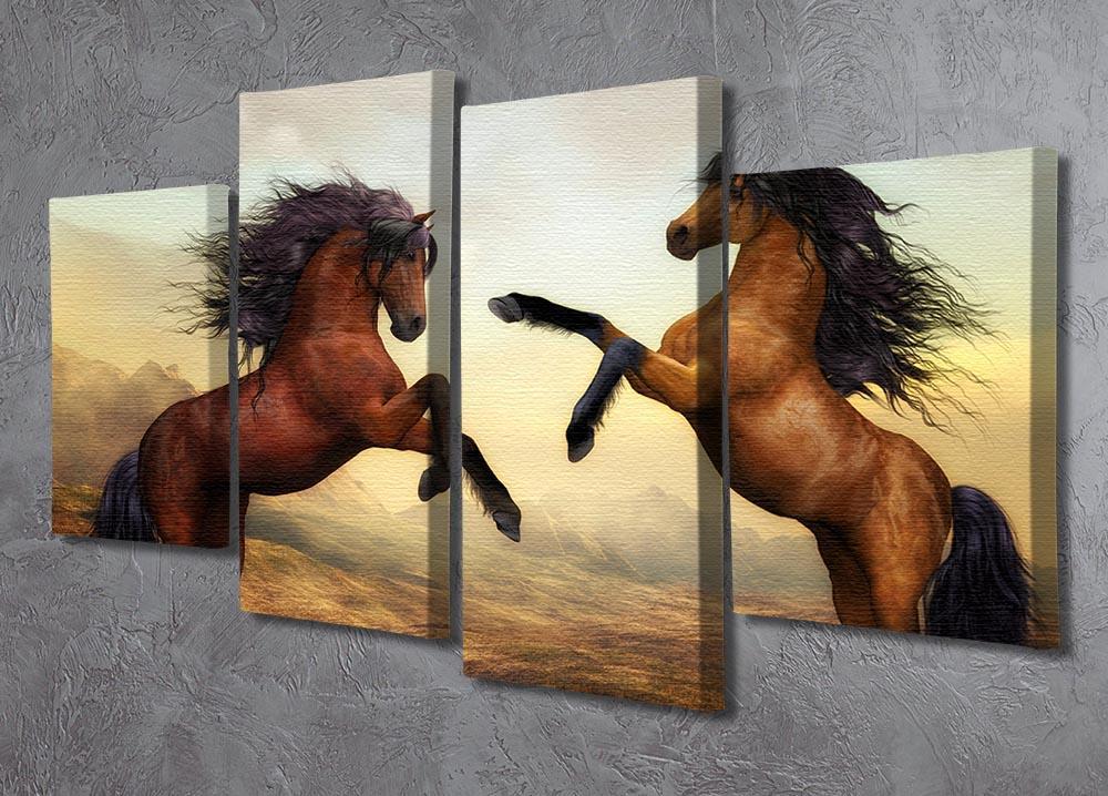 The Two Horses 4 Split Panel Canvas - Canvas Art Rocks - 2