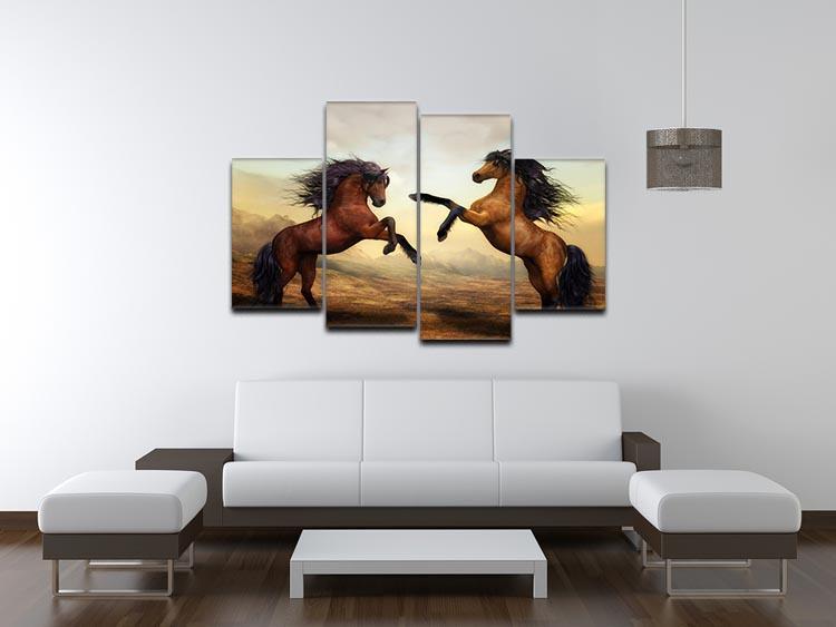 The Two Horses 4 Split Panel Canvas - Canvas Art Rocks - 3