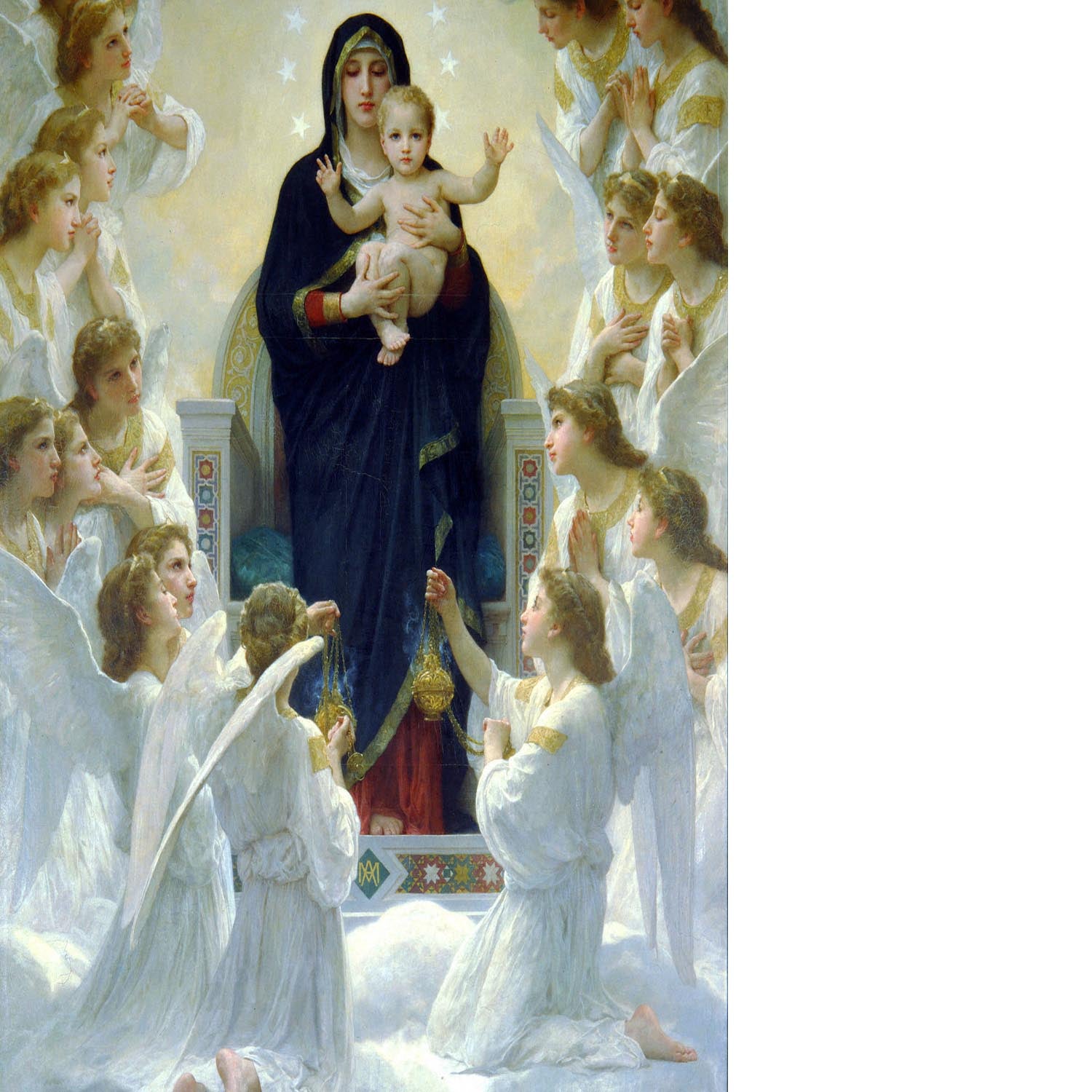 The Virgin With Angels By Bouguereau Floating Framed Canvas