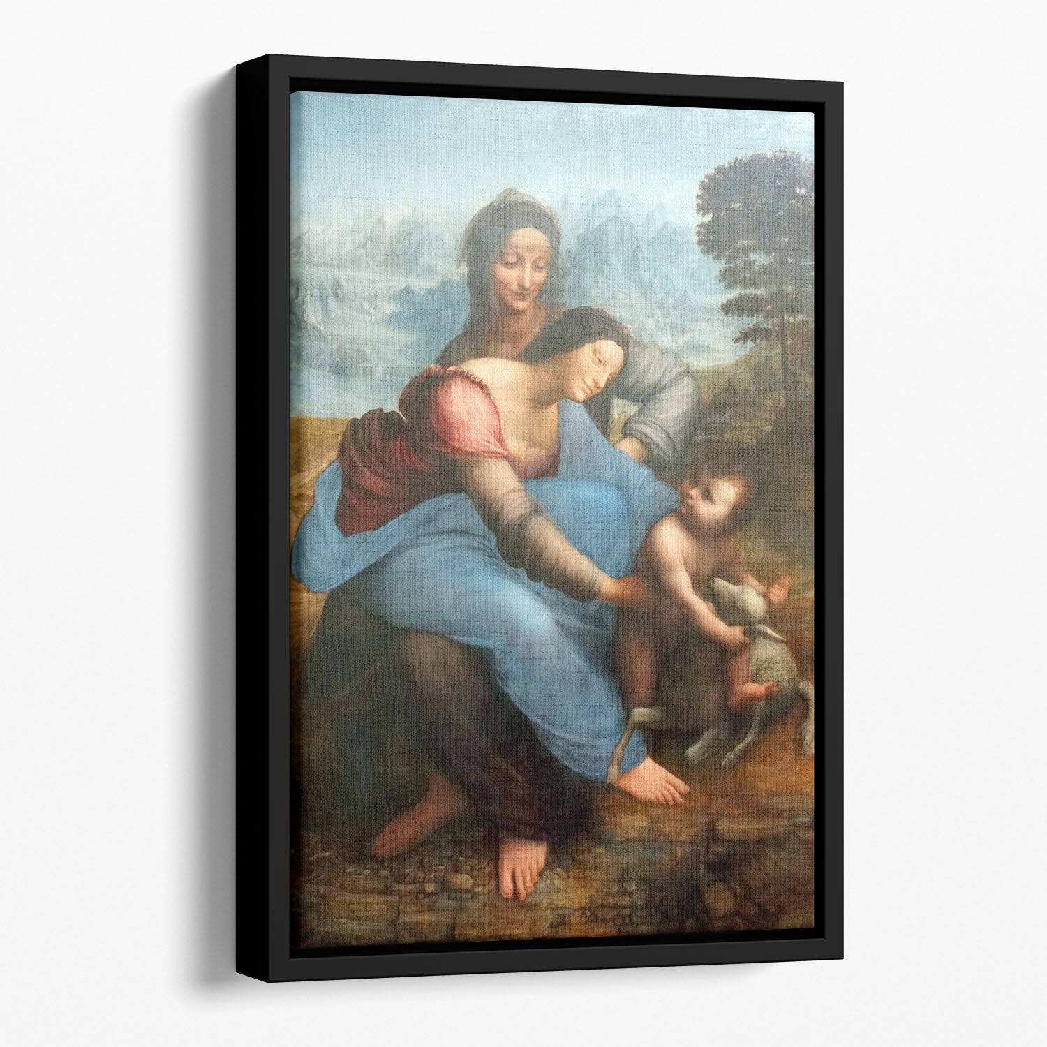 The Virgin and Child with St Anne by Da Vinci Floating Framed Canvas