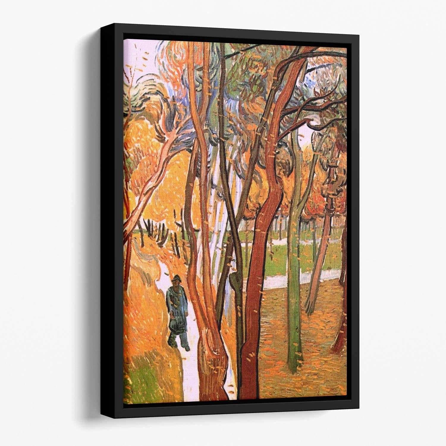 The Walk in Falling Leaves by Van Gogh Floating Framed Canvas