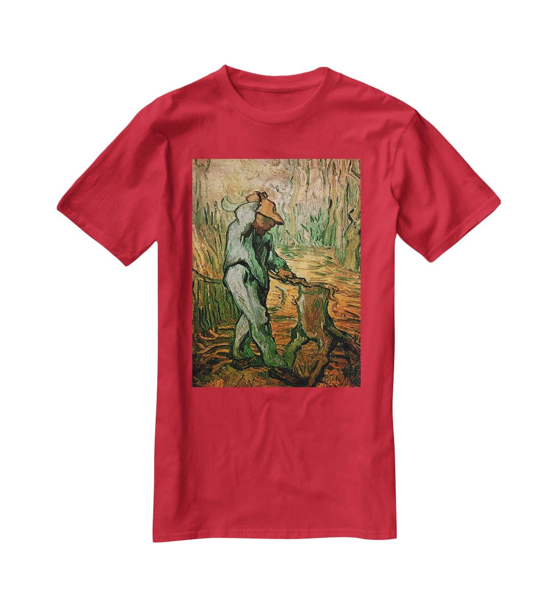 The Woodcutter after Millet by Van Gogh T-Shirt - Canvas Art Rocks - 4