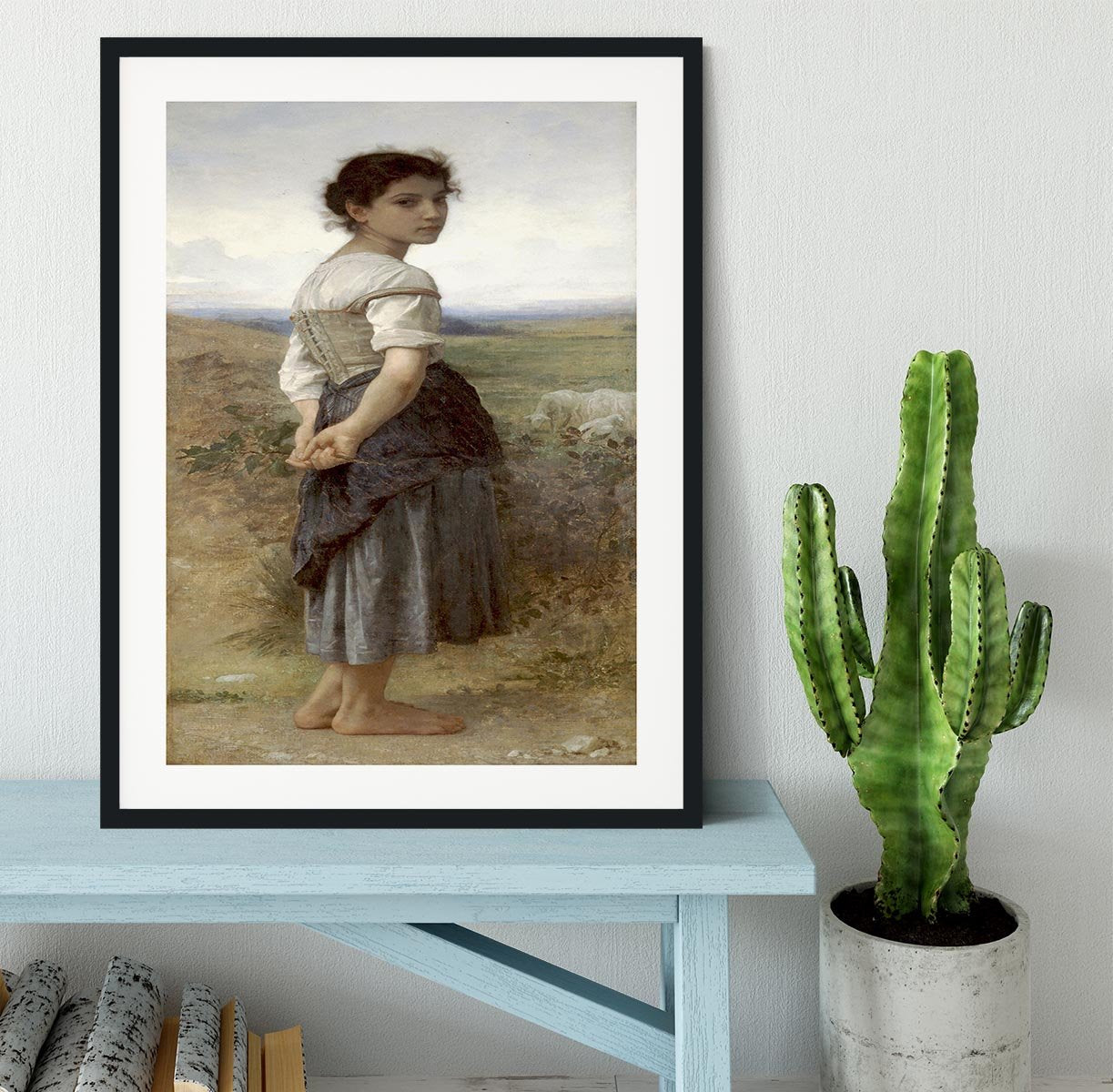 The Young Shepherdess By Bouguereau Framed Print - Canvas Art Rocks - 1