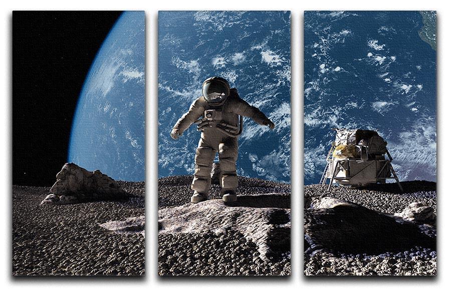 The astronaut on a background of a planet 3 Split Panel Canvas Print - Canvas Art Rocks - 1