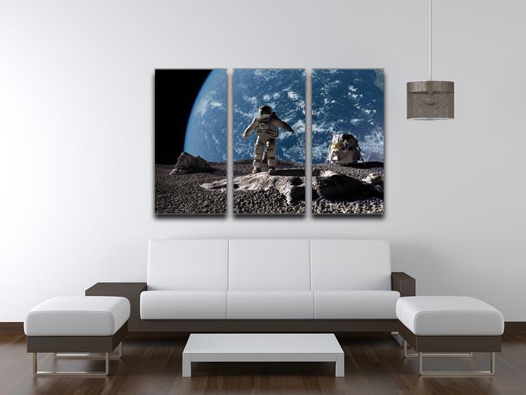 The astronaut on a background of a planet 3 Split Panel Canvas Print - Canvas Art Rocks - 3