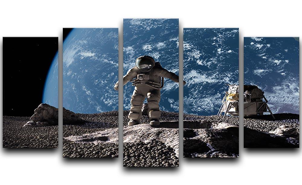The astronaut on a background of a planet 5 Split Panel Canvas  - Canvas Art Rocks - 1