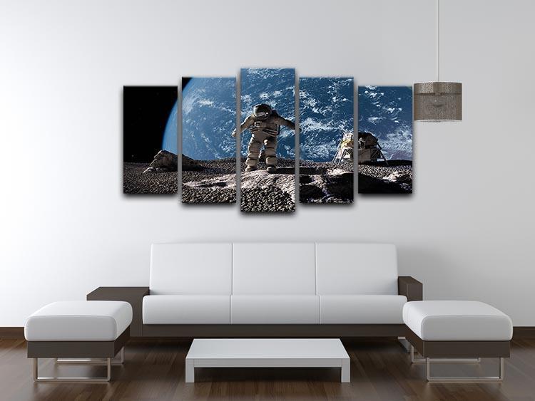 The astronaut on a background of a planet 5 Split Panel Canvas - Canvas Art Rocks - 3