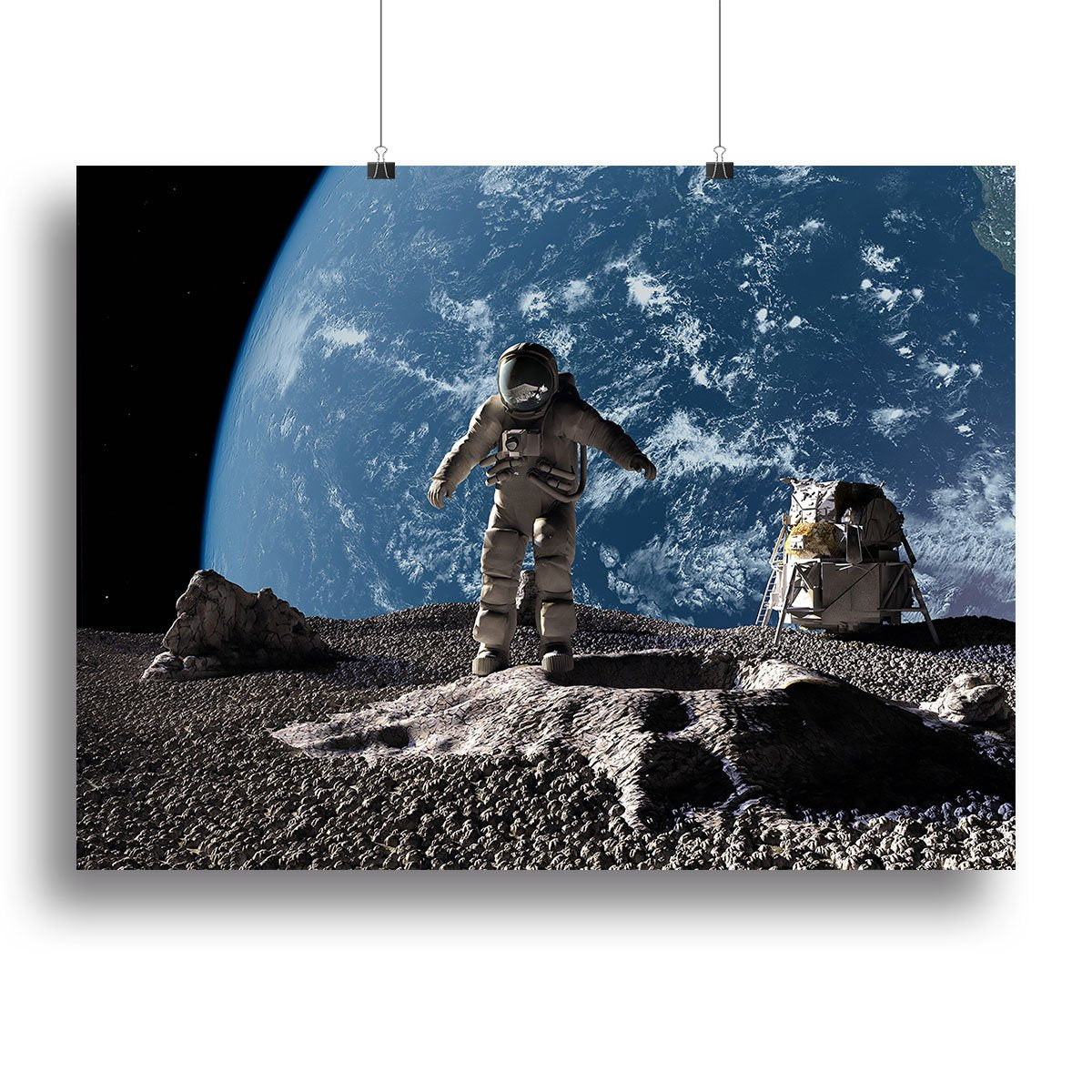 The astronaut on a background of a planet Canvas Print or Poster