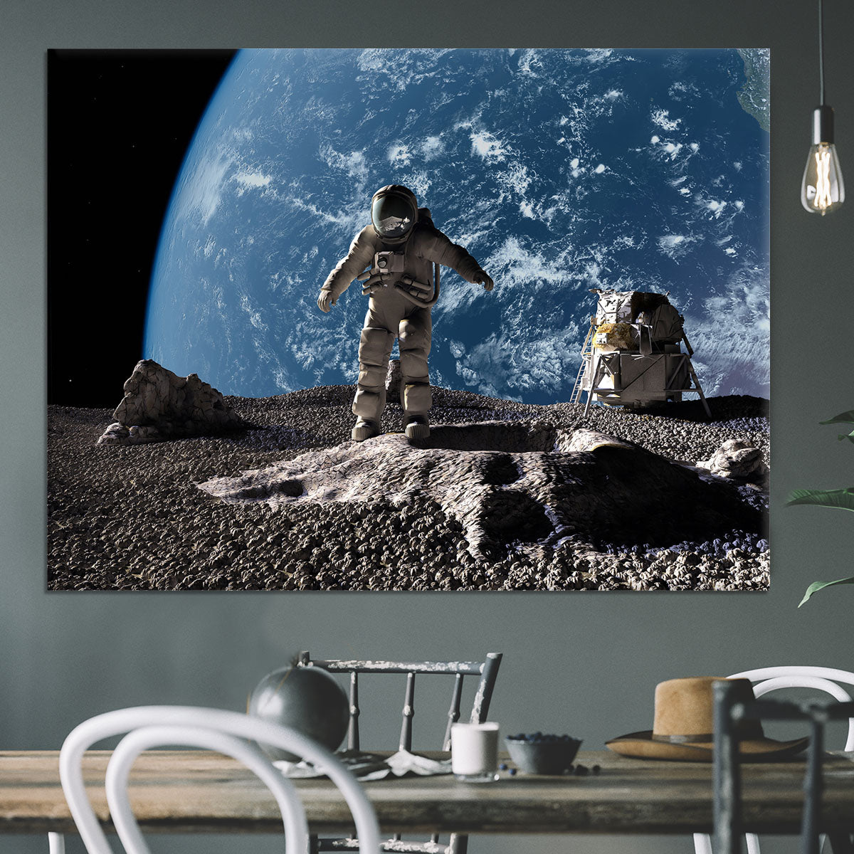 The astronaut on a background of a planet Canvas Print or Poster - Canvas Art Rocks - 3