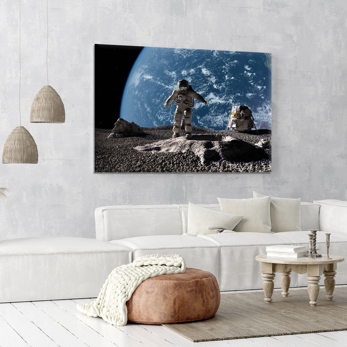 The astronaut on a background of a planet Canvas Print or Poster