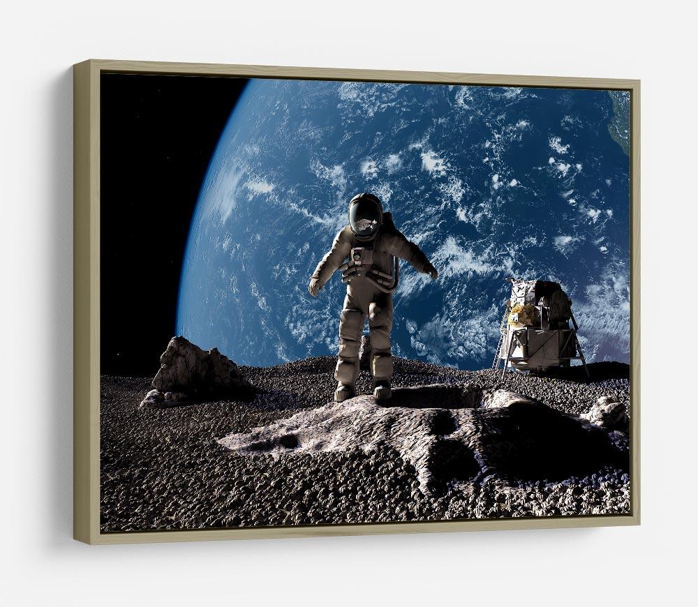 The astronaut on a background of a planet HD Metal Print