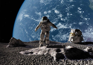 The astronaut on a background of a planet Wall Mural Wallpaper - Canvas Art Rocks - 1