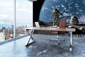 The astronaut on a background of a planet Wall Mural Wallpaper - Canvas Art Rocks - 3