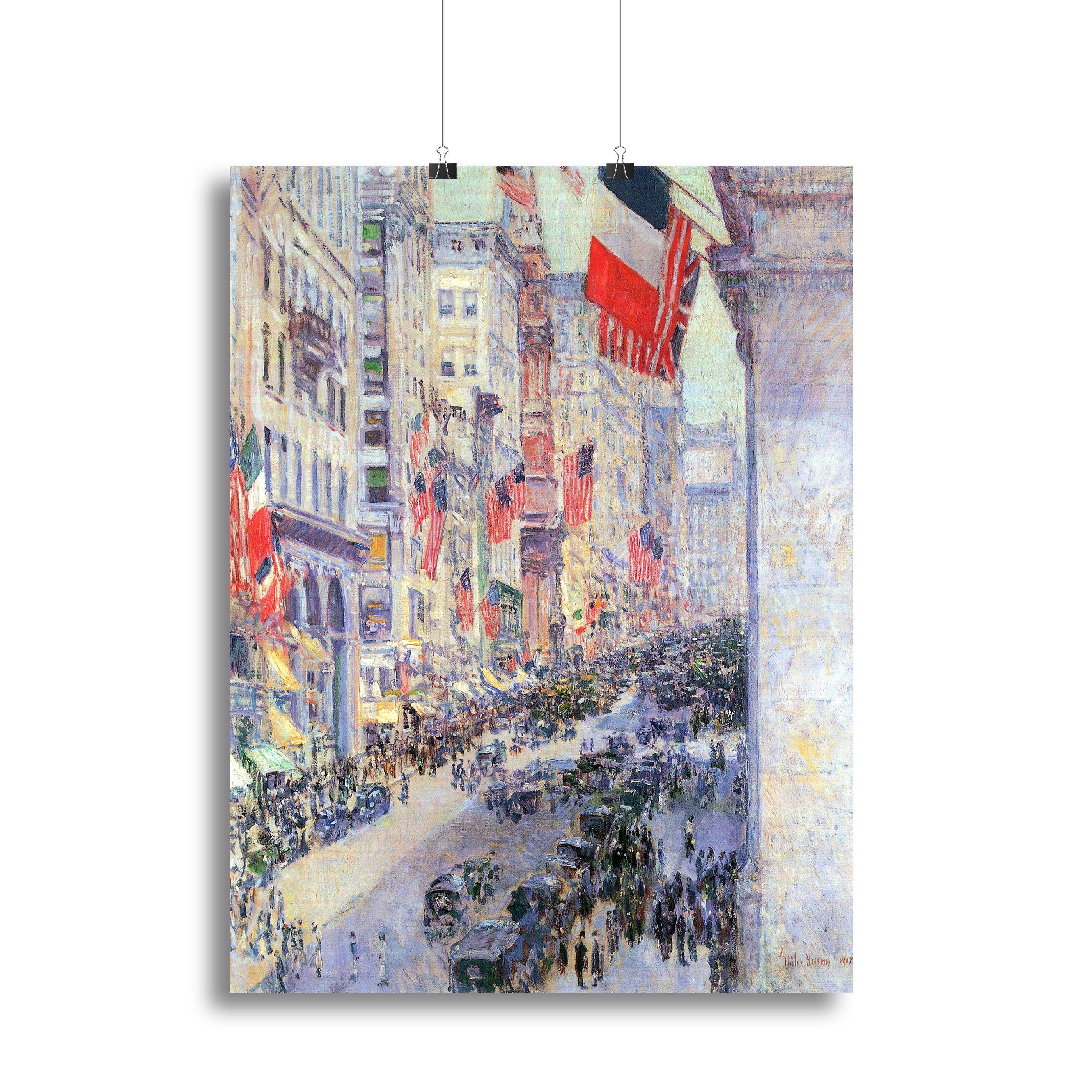 The avenue along 34th Street May 1917 by Hassam Canvas Print or Poster