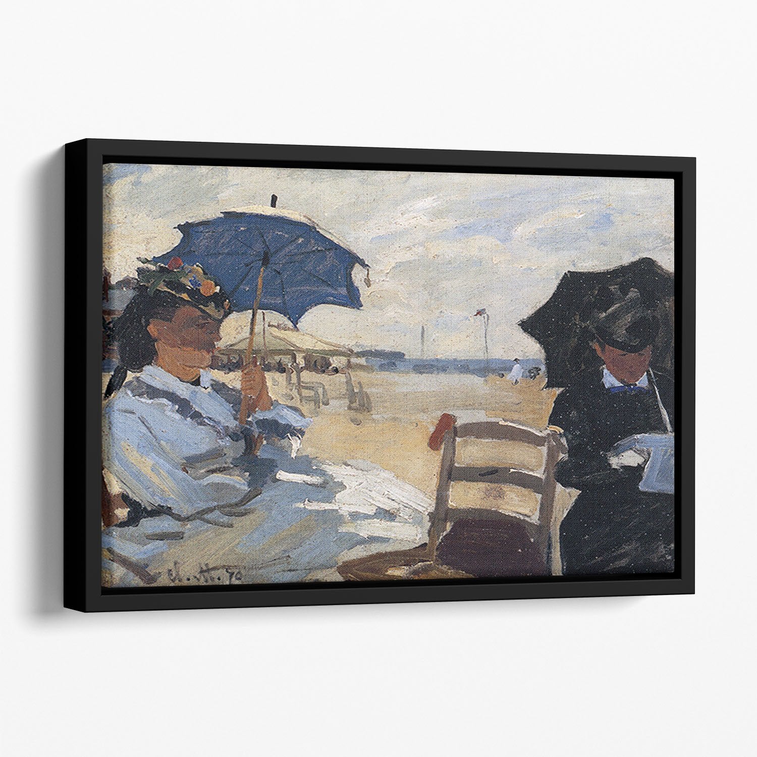 The beach a Trouville by Monet Floating Framed Canvas