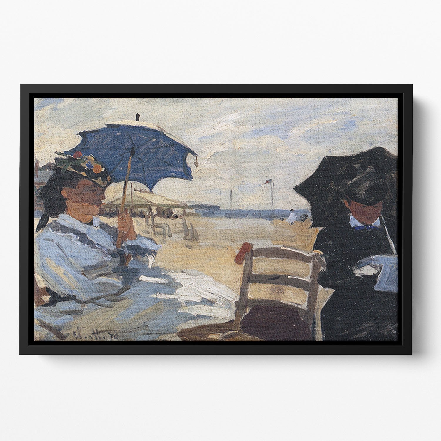 The beach a Trouville by Monet Floating Framed Canvas