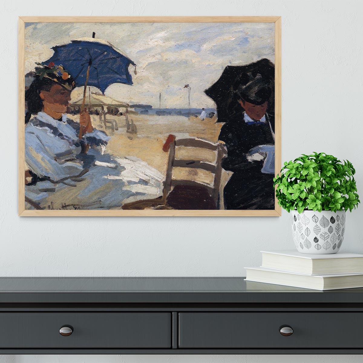 The beach a Trouville by Monet Framed Print - Canvas Art Rocks - 4