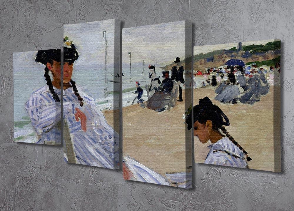 The beach at Trouville by Monet 4 Split Panel Canvas - Canvas Art Rocks - 2