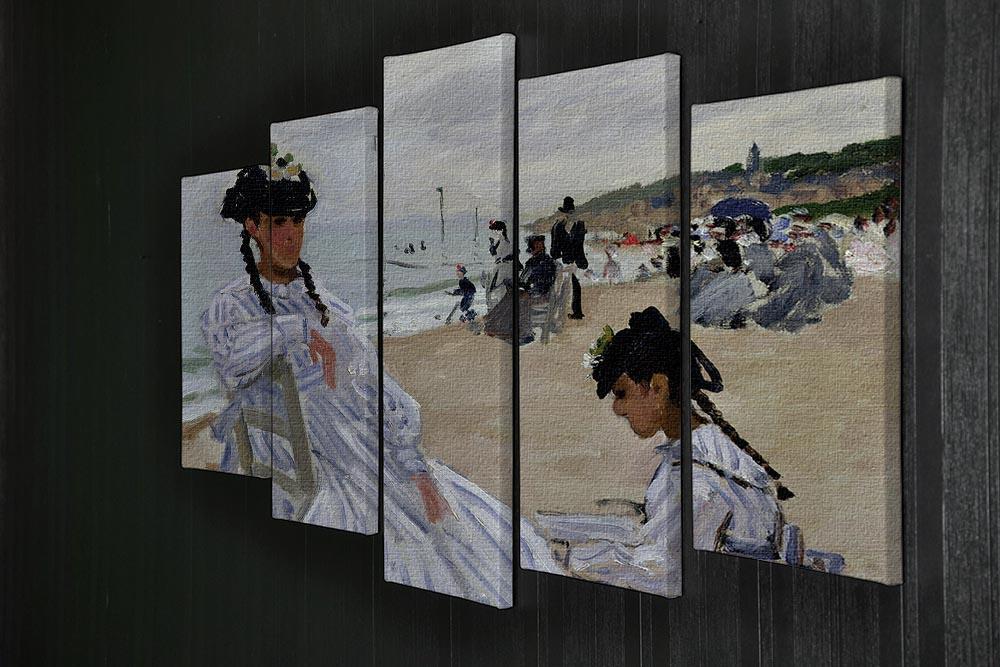 The beach at Trouville by Monet 5 Split Panel Canvas - Canvas Art Rocks - 2