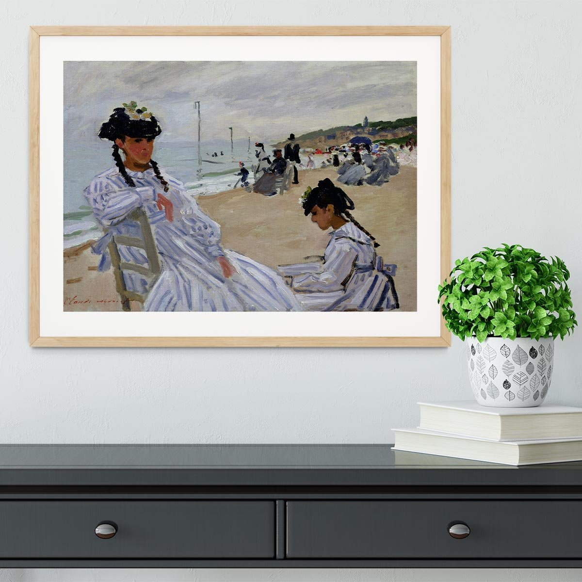 The beach at Trouville by Monet Framed Print - Canvas Art Rocks - 3