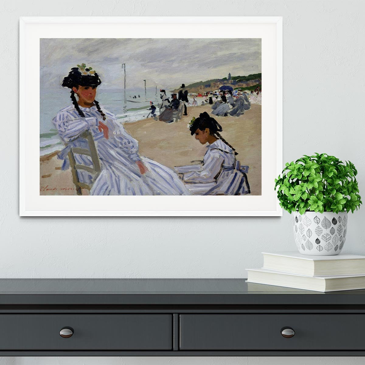 The beach at Trouville by Monet Framed Print - Canvas Art Rocks - 5