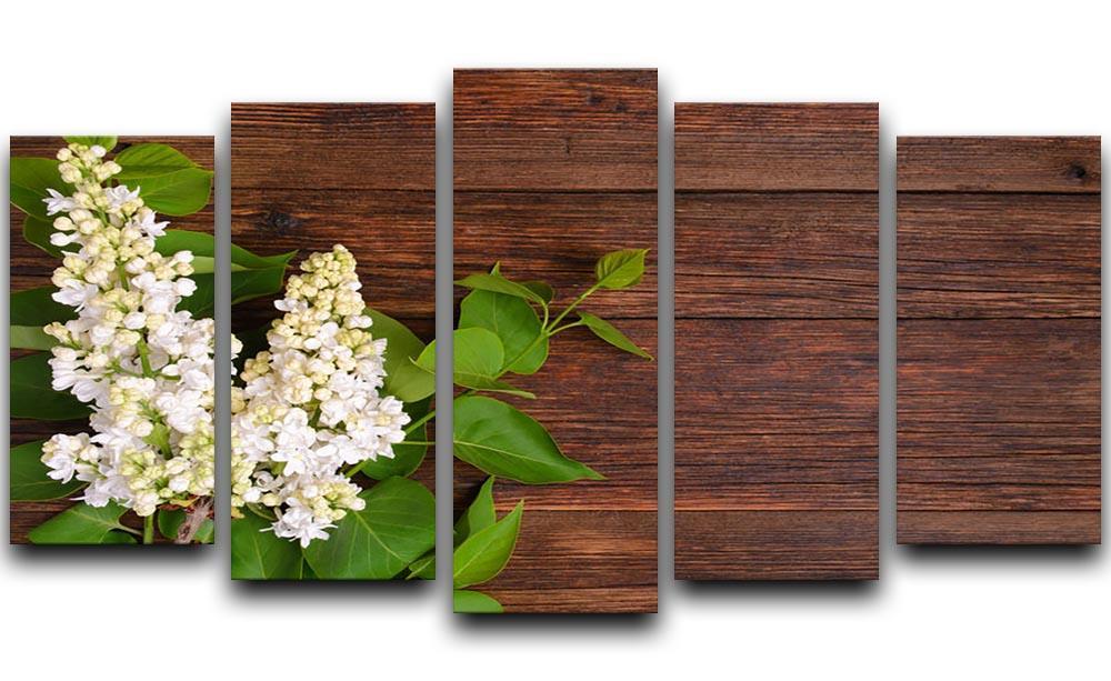 The beautiful lilac on a wooden background 5 Split Panel Canvas  - Canvas Art Rocks - 1