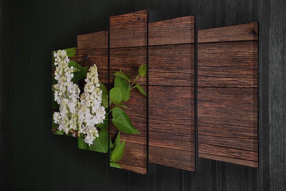 The beautiful lilac on a wooden background 5 Split Panel Canvas  - Canvas Art Rocks - 2