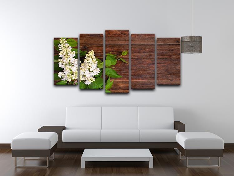 The beautiful lilac on a wooden background 5 Split Panel Canvas  - Canvas Art Rocks - 3