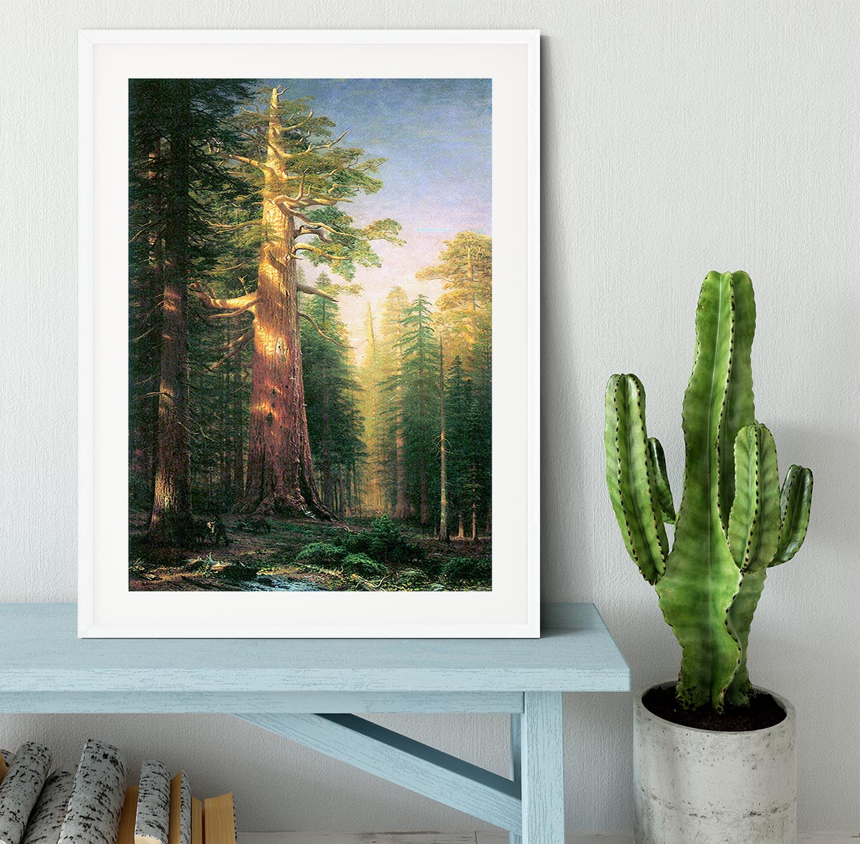 The big trees Mariposa Grove California by Bierstadt Framed Print - Canvas Art Rocks - 5