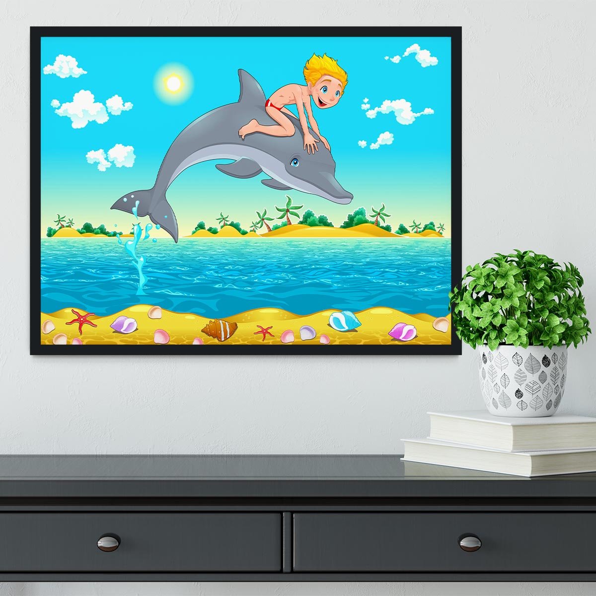 The boy and the dolphin Framed Print - Canvas Art Rocks - 2