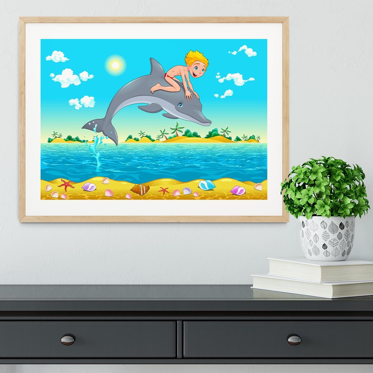 The boy and the dolphin Framed Print - Canvas Art Rocks - 3