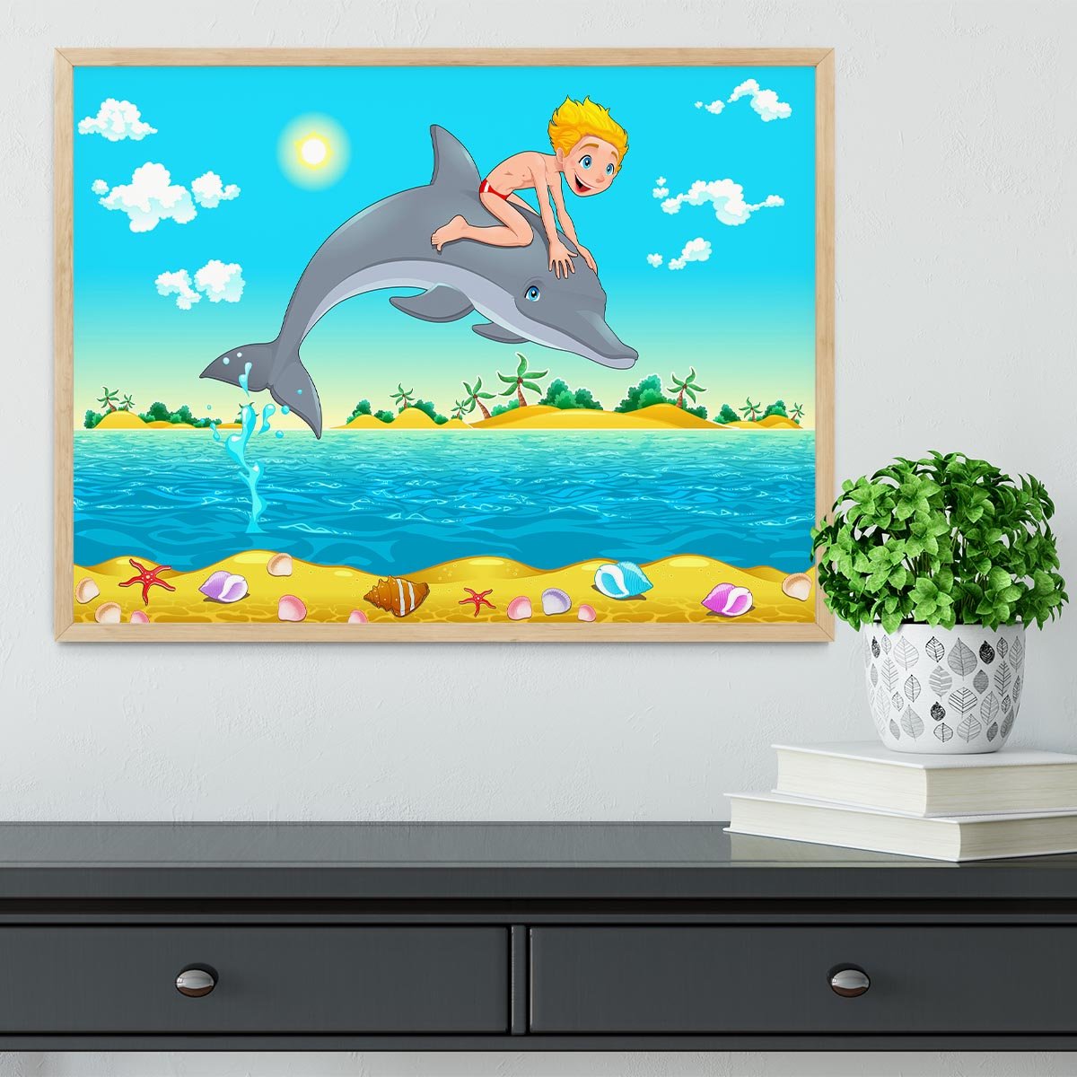 The boy and the dolphin Framed Print - Canvas Art Rocks - 4