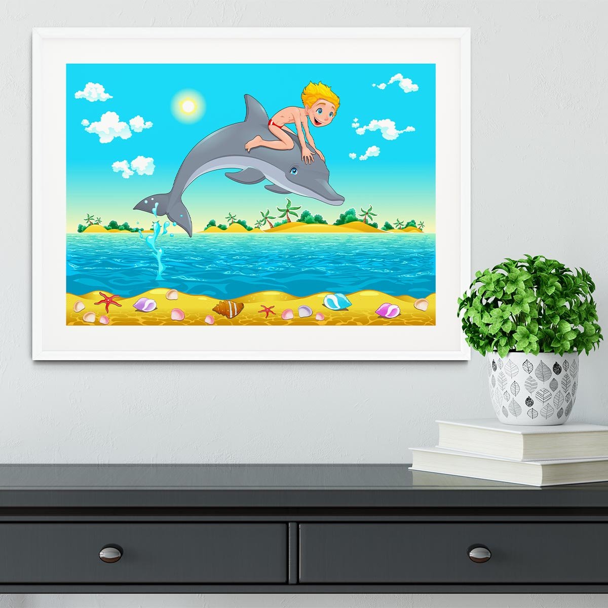 The boy and the dolphin Framed Print - Canvas Art Rocks - 5