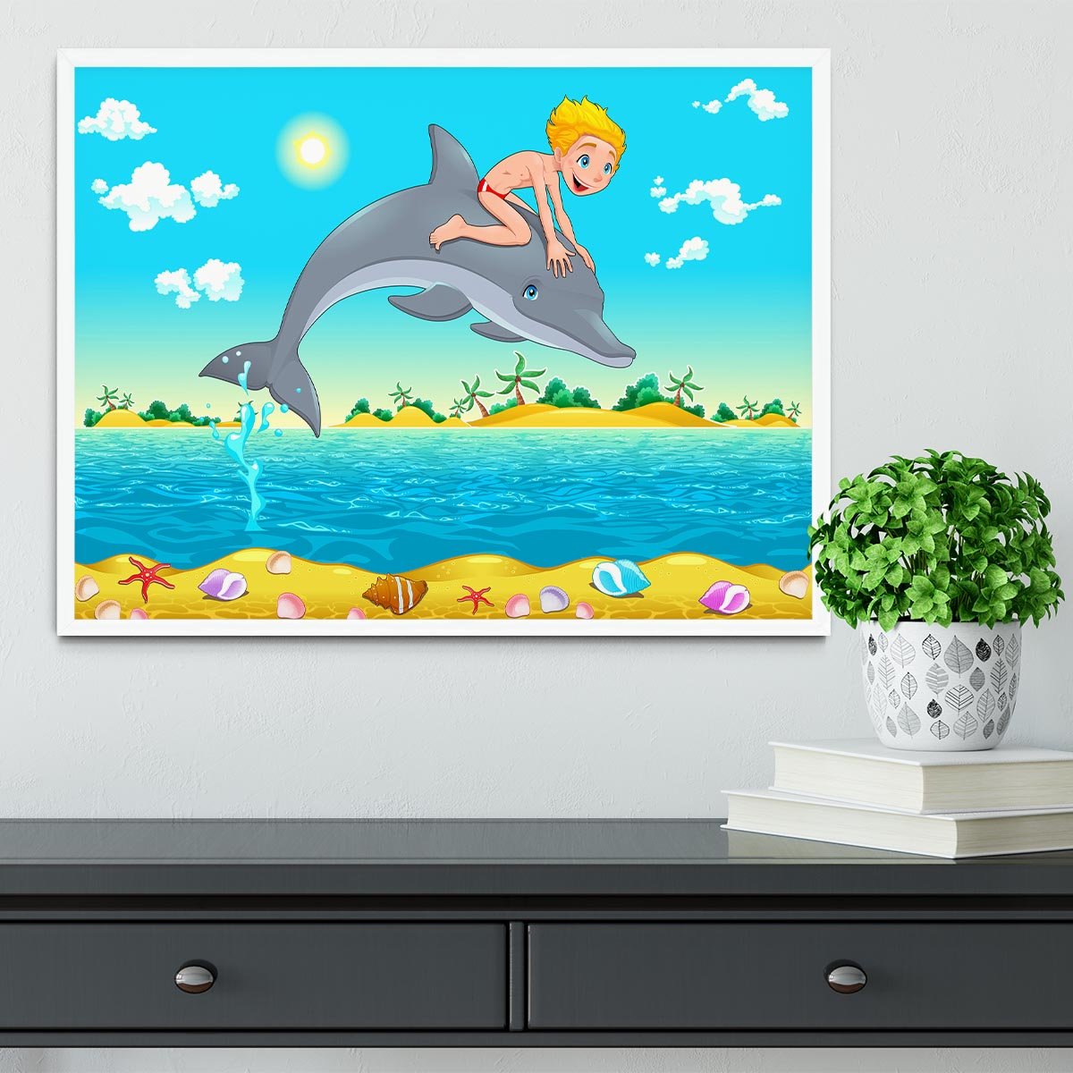 The boy and the dolphin Framed Print - Canvas Art Rocks -6